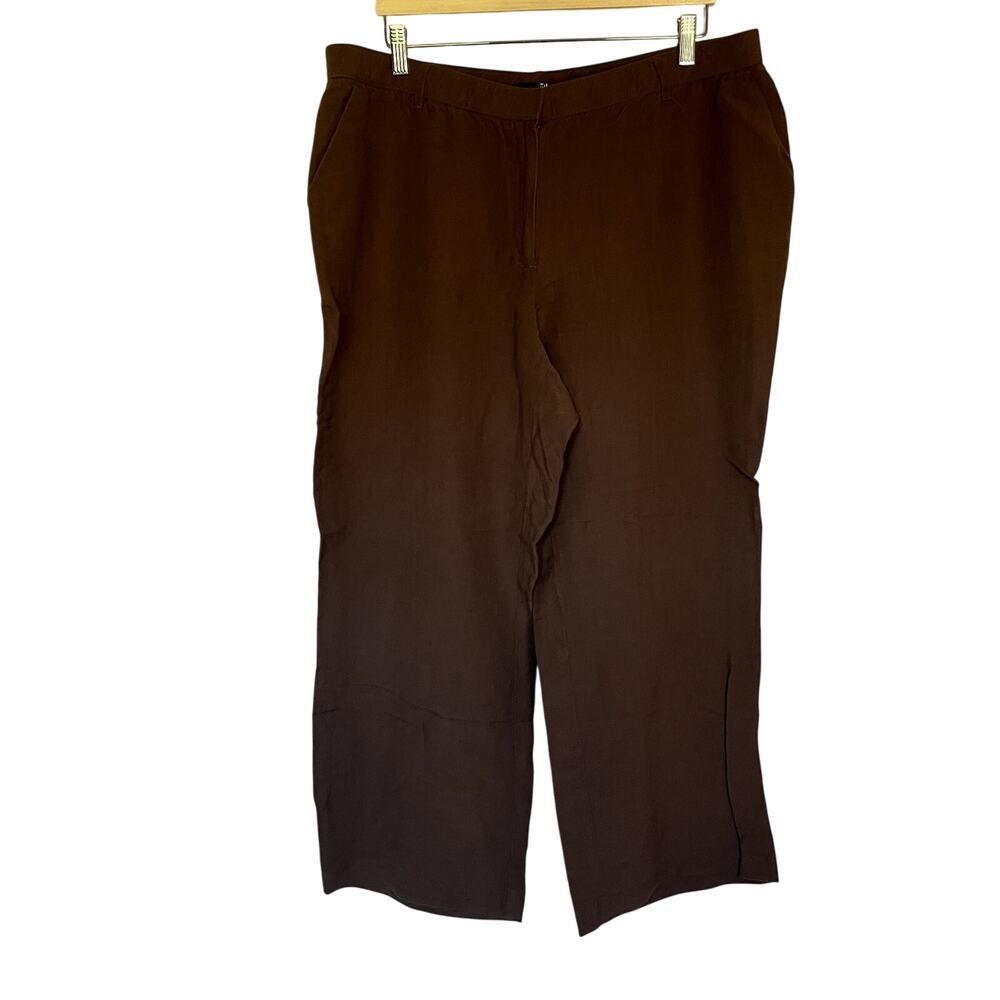 East5th linen rayon women's brown trousers‎ pockets straight leg size 18W